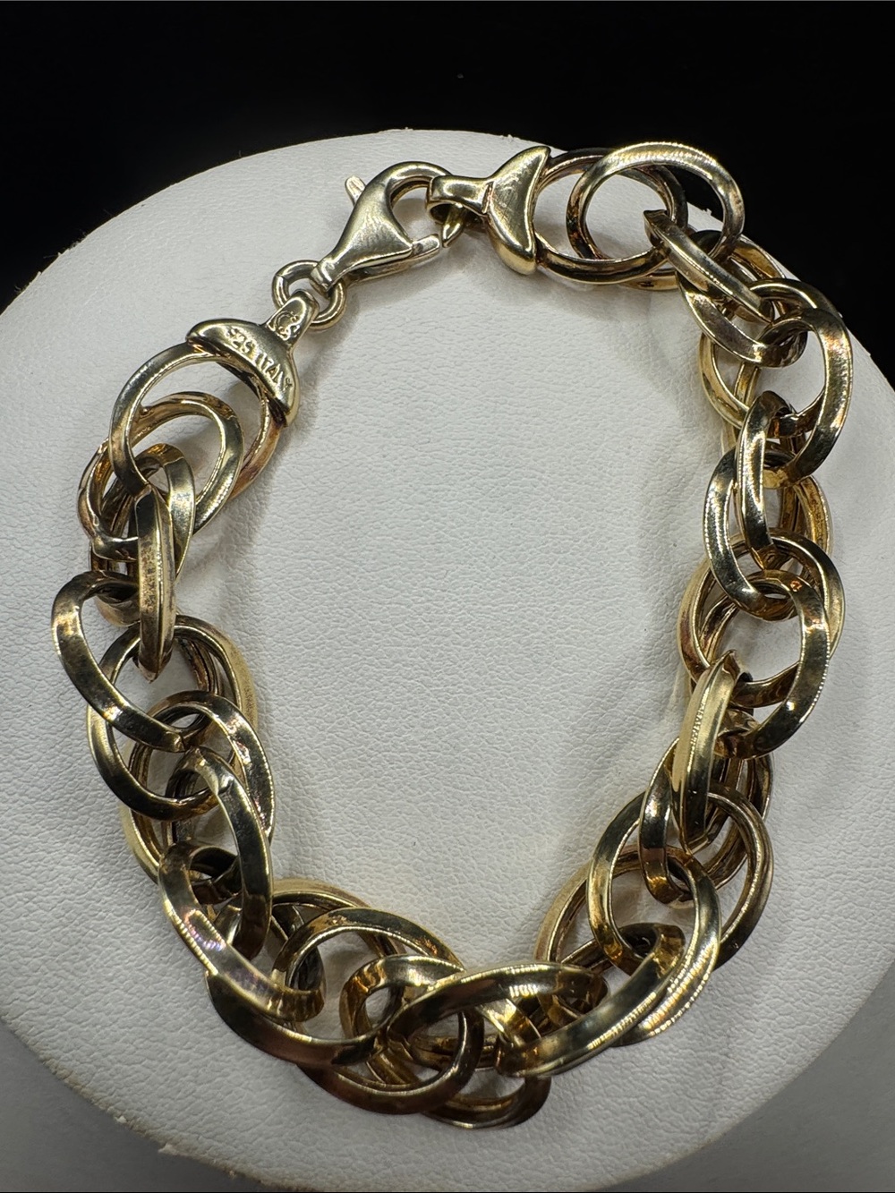 Classic Sterling Silver Gold wash Chain Bracelet - heavy-7.5in